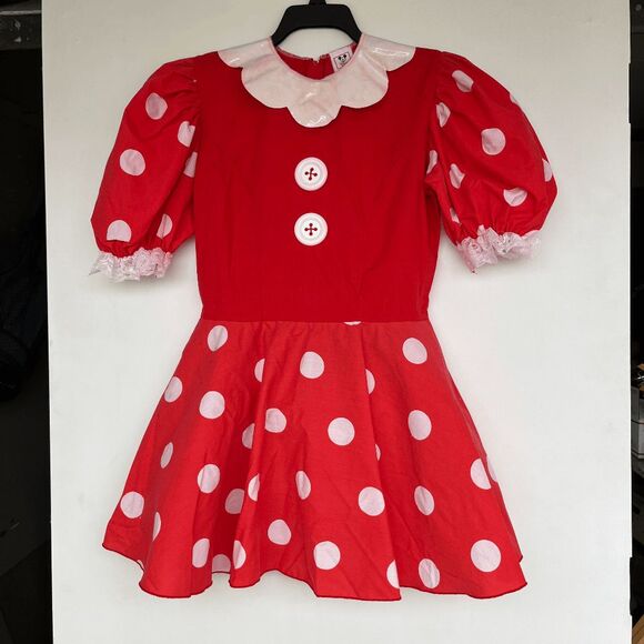 VTG 80s Disney Wear Minnie Mouse Adult Costume Dress M Polka Dot Made in USA - Picture 7 of 11